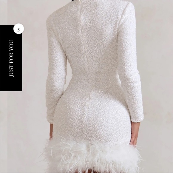 Club L London White Feather PERFECT reception dress size: medium - Picture 3 of 6